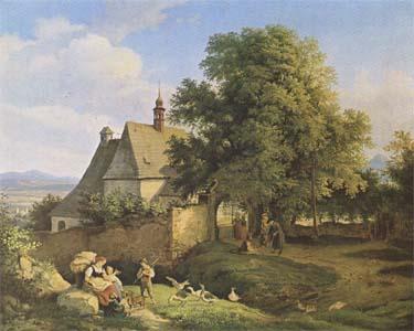 Adrian Ludwig Richter Church at Graupen in Bohemia (mk09) Germany oil painting art
